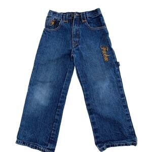 Fubu Boy's Size 7 Jeans Carpenter Style Blue Denim 5 Pocket Design Logo